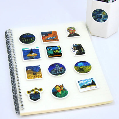 100Pcs Van Gogh Cute Stickers Pack Aesthetic Stationery Supplies Lot Korean Paper Kawaii Office Teacher School Diary Decoration Beauty World Shop