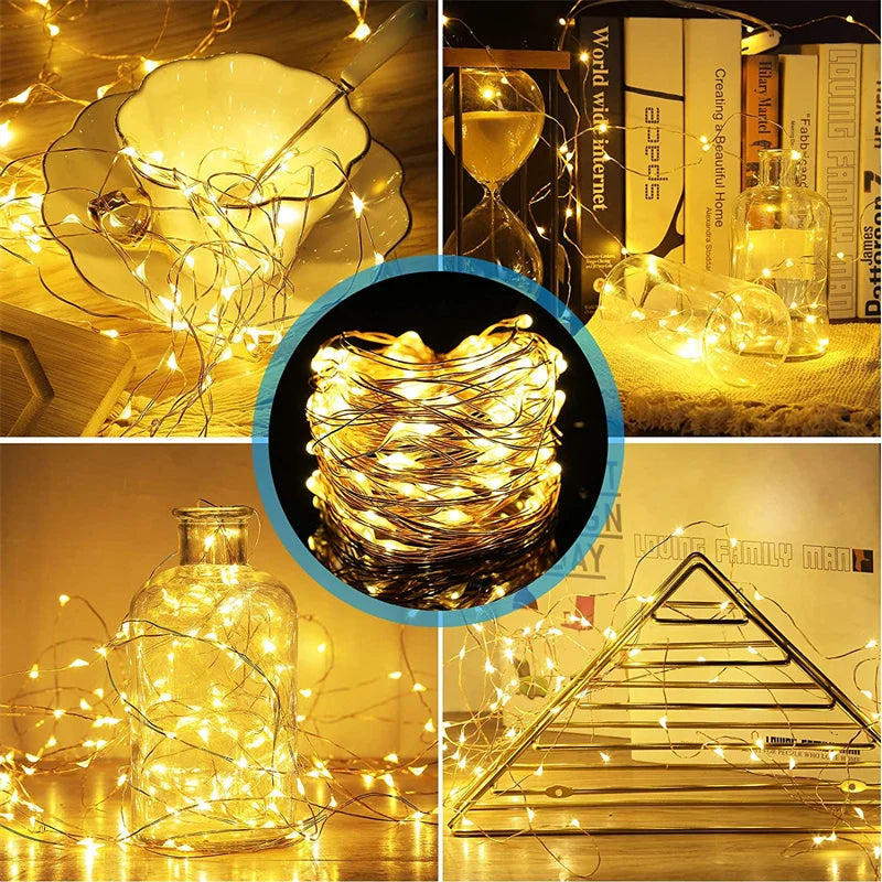 USB Led Fairy Lights Copper Wire String 20M 200LED Holiday Outdoor Lamp Garland For Christmas Tree Wedding Party Decoration Beauty World Shop