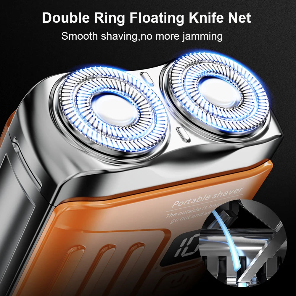 Electric Shaver for Men Mini Rechargeable Double Head Magnetic Beard Trimmer Waterproof Portable Facial Hair Razor