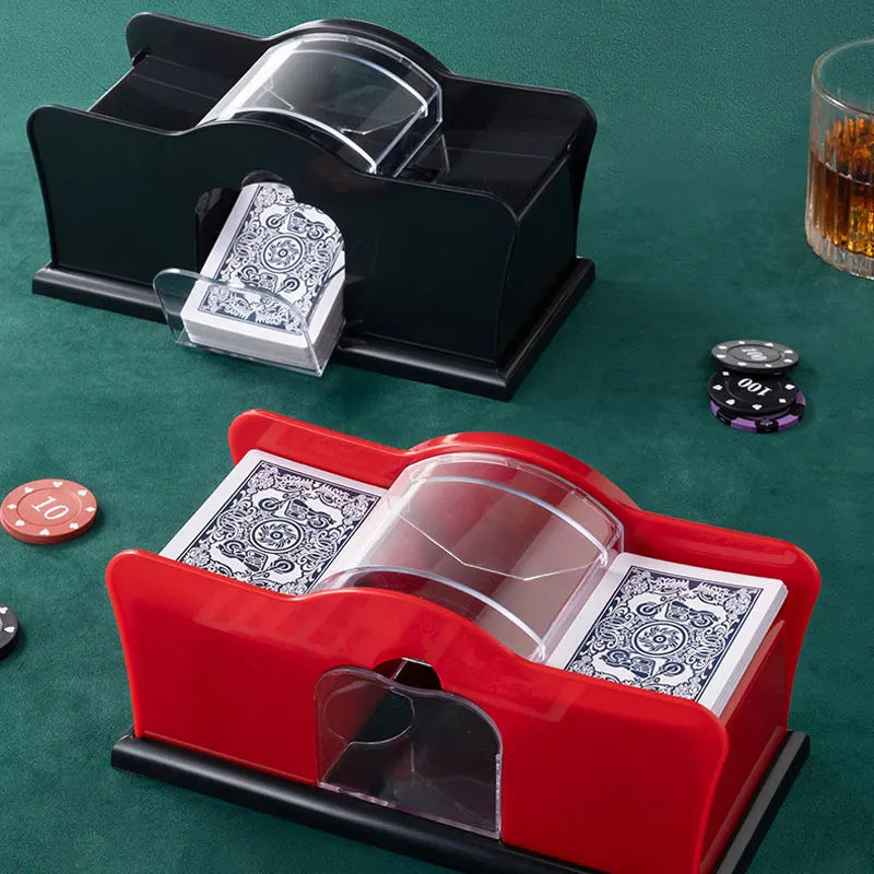 Red/Black Manual Card Shuffler 2 Deck with Hand Crank, Card Shuffler for Blackjack, UNO, Poker, Playing Card Dealer Machine Beauty World Shop
