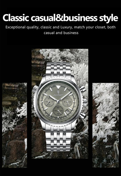 POEDAGAR Luxury Fashion Men Watch Stainless Steel Waterproof Luminous Quartz Male Clock Date Chronograph Military Men's Watches Beauty World Shop