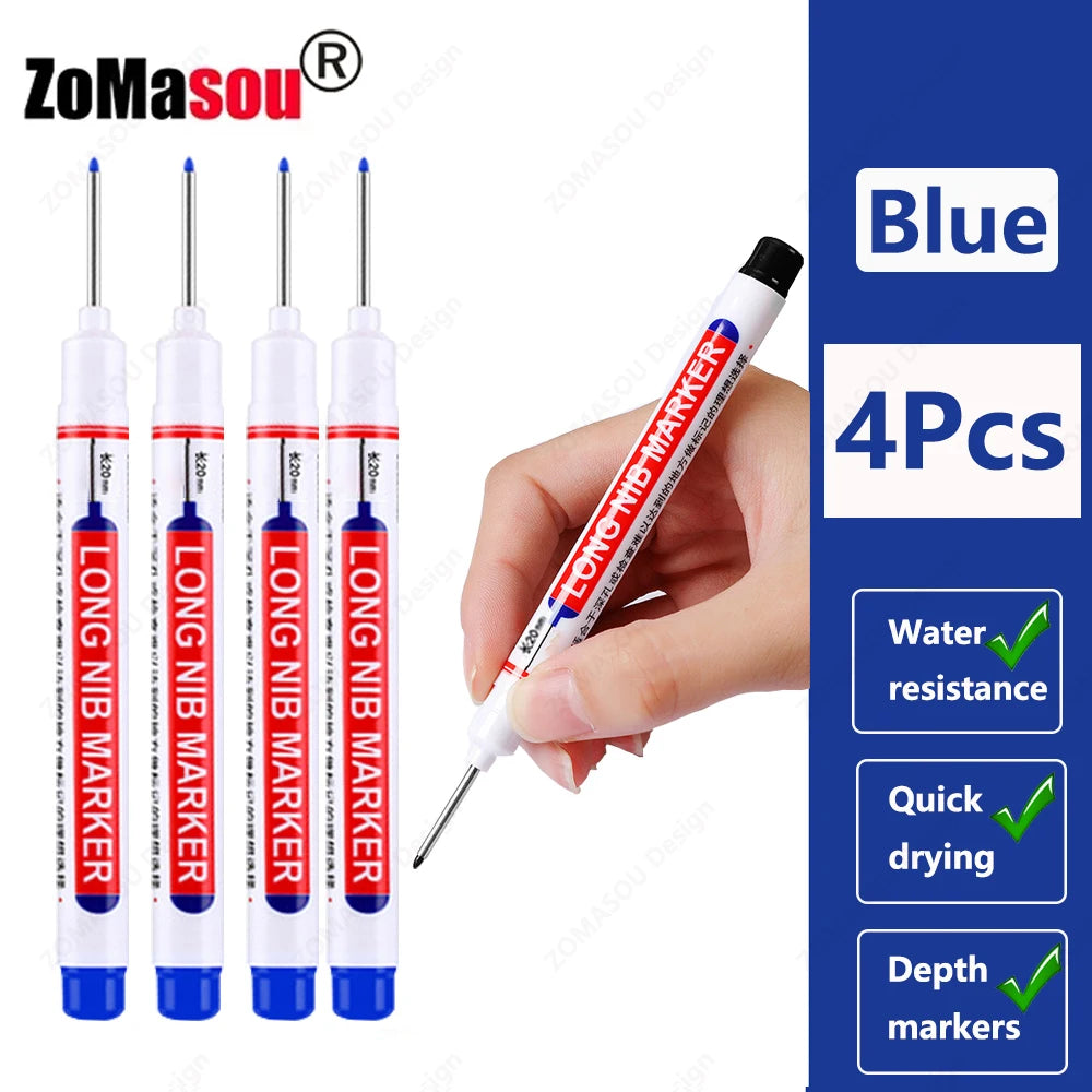 1-100Pcs 2cm Waterproof Long Head Markers Deep Hole Marker Pen for Metal Carpenter Red/Black/Blue/Green Ink Woodworking Tools Beauty World Shop