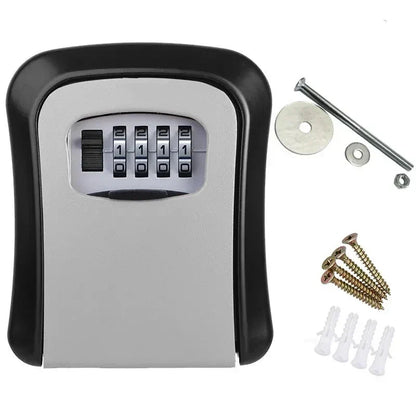 HEE RAK Key Lock Box 4 Digit Password ABS Metal Dial Storage Management Anti-theft Wall Mounted Large Space Safe Box Beauty Trend Shop