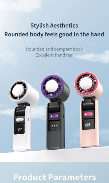 Mini Handheld Turbo Fan Foldable Design 1-199-Speed Wind 4000mAh Rechargeable Digital Display Protable Pocket Fans for Outdoor