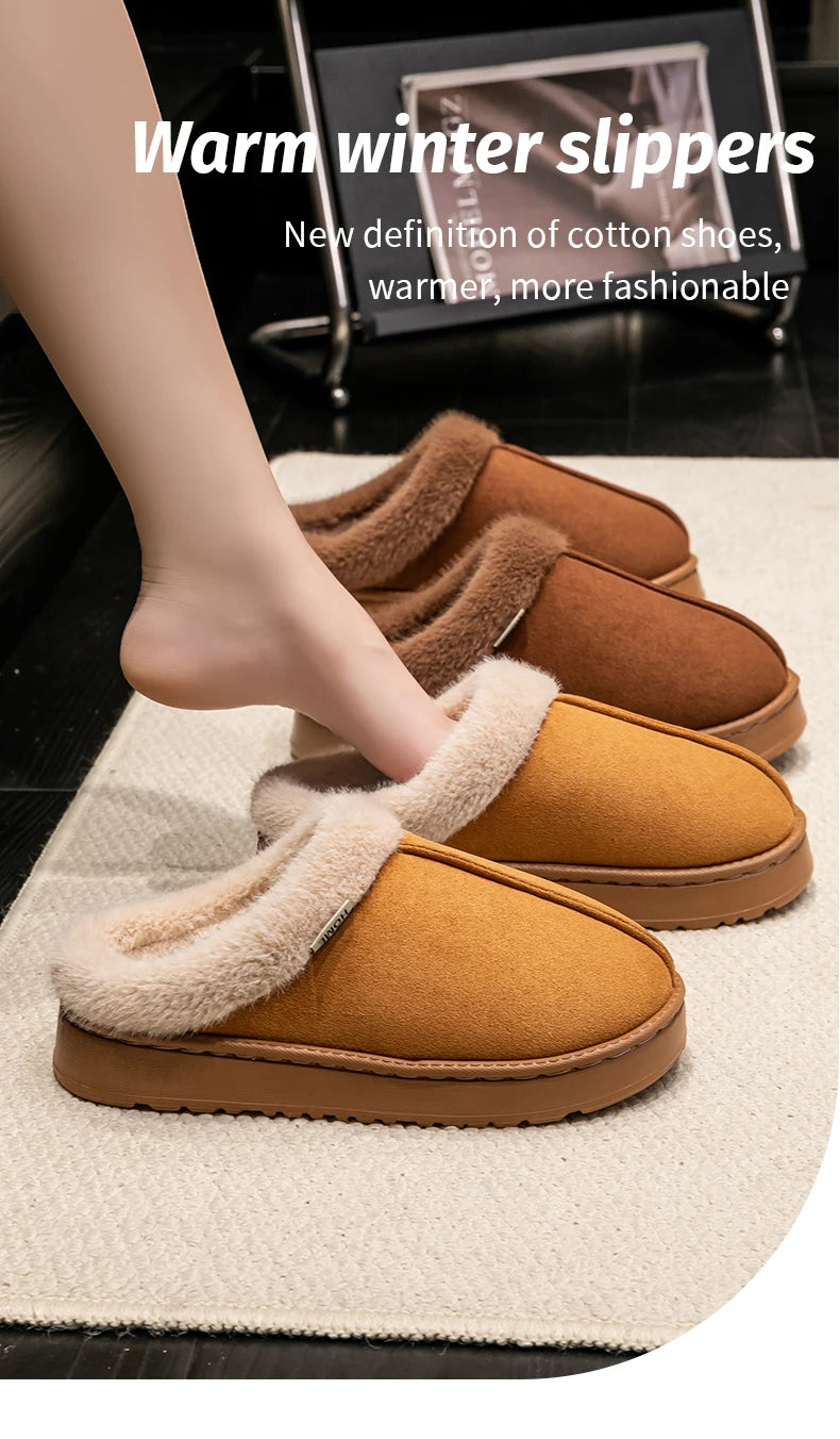 Fashion Women Fluffy Slippers for Autumn and Winter Indoor EVA Thick Sole Anti-Slip and Warm Unisex Slippers for Winter Beauty World Shop