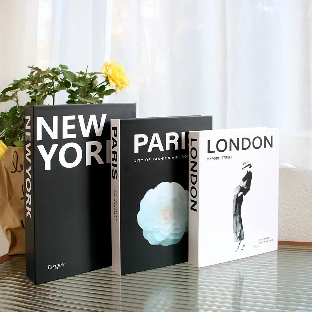 3Pcs Foldable Fashion Fake Books Living Room Decoration Designer Books Coffee Table Ornaments Club Hotel Room Villa Prop Books Beauty World Shop