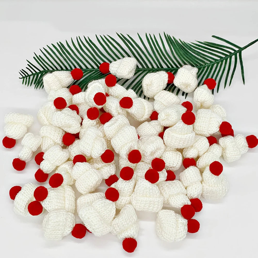 Mini Santa Knitted Hat & Scarf Small Christmas Costume for Cat Rabbit Doll Lollipop Bottle Cap DIY Xmas Party Dinner Decoration Beauty World Shop