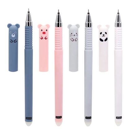 12pcs Animals Panda Erasable Gel Pen 0.5mm Blue Black Erasable Pen Refills Rods Washable Handle School Supplies Stationery Beauty World Shop