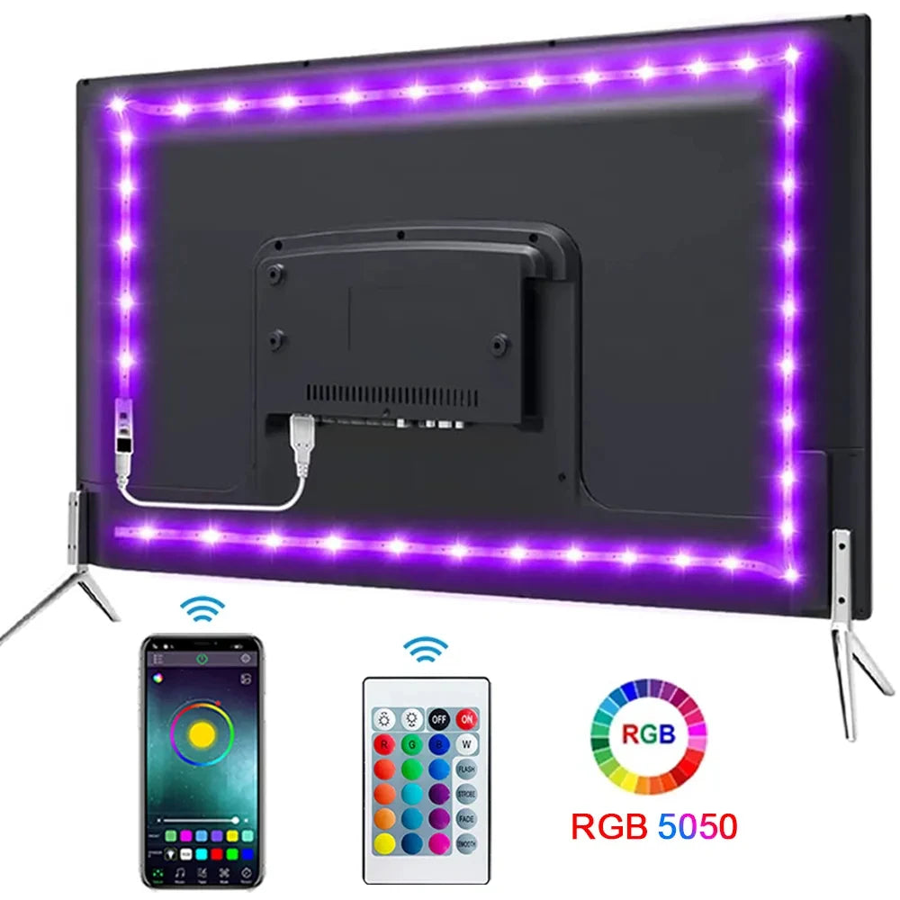 Bluetooth LED Strip Lights Smart SMD 5050 APP Remote Control Flexible Ribbon Diode Lamp Tape TV Backlights Game Room Home Decor Beauty Fashion