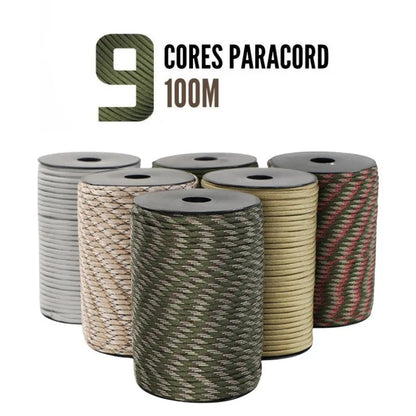 100M 550 Military Standard 9-Core Paracord Rope 4mm Outdoor Parachute Cord Survival Umbrella Tent Lanyard Strap Beauty World Shop