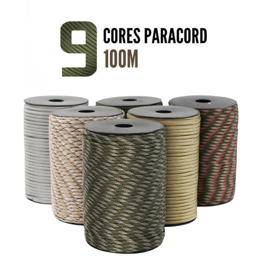 100M 550 Military Standard 9-Core Paracord Rope 4mm Outdoor Parachute Cord Survival Umbrella Tent Lanyard Strap Beauty World Shop