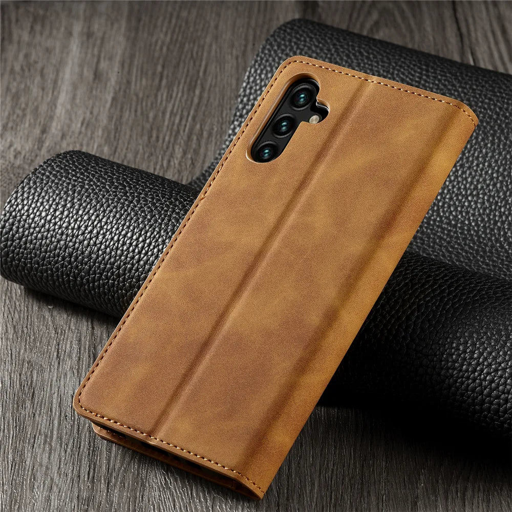 Leather Phone Case For Samsung S26 S25 edge S24 S23 FE S22 Ultra S21 S20 S10 Plus Note 20 10 9 Magntic Flip Card Wallet Cover Beauty World Shop