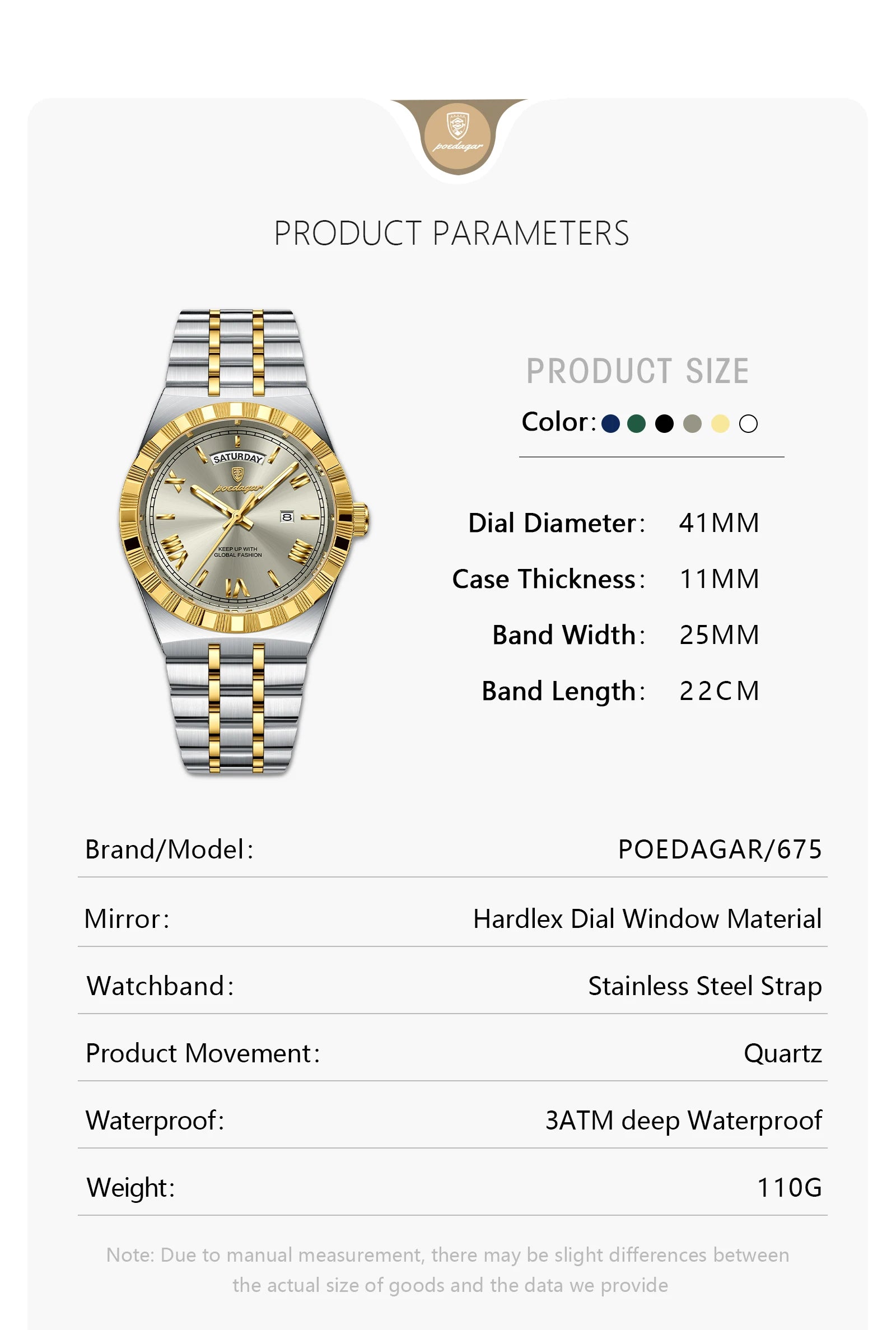 POEDAGAR Fashion Business Men's Watch Luminous Waterproof Week Date Luxury Man Wristwatch Stainless Steel Quartz Watches For Men Beauty World Shop