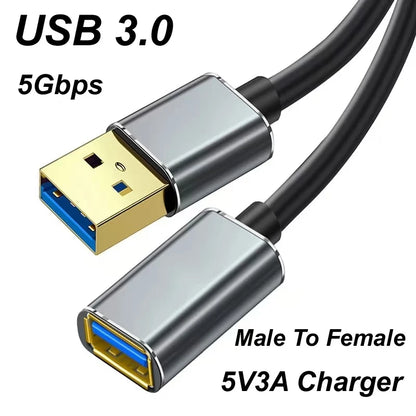 Male And Female Usb Extension Cable Usb 3.0 Mobile Charging Cable Suitable For Smart Laptops, Tvs, Ps4, And Usb Extension Cables Beauty World Shop