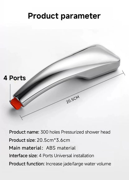 300 Holes Pressurized Showerhead Hand Hold Square Shower Head Water Saving Rainfall Spray Nozzle Bathroom Accessories Beauty World Shop