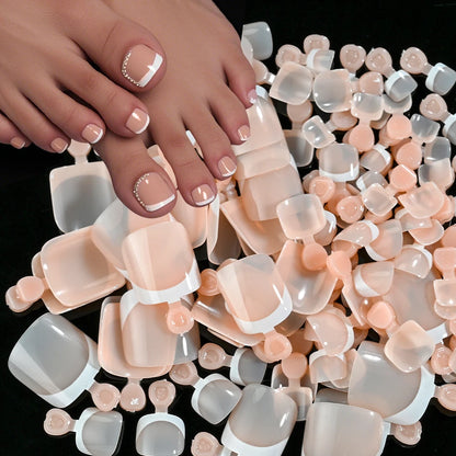120Pcs 9-Colors French Fake Toenails Summer Short Sqaure Press On Toe Nails Tips Glossy Nude/Pink/Brown Full Cover False Toenail Beauty World Shop
