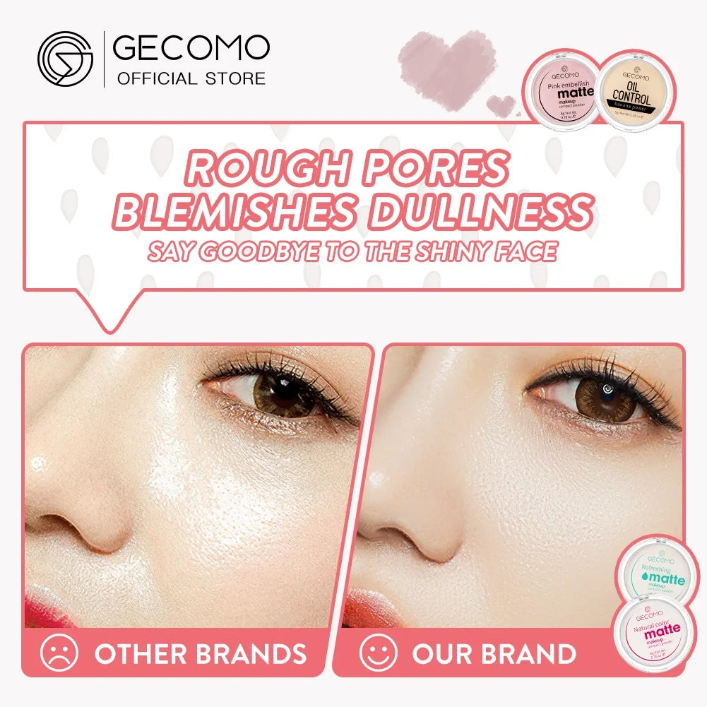 GECOMO Mattifying Compact Powder 12H Long Last Oil Control Silky Matt Makeup Setting Powder Translucent For All Skin Tones Beauty World Shop