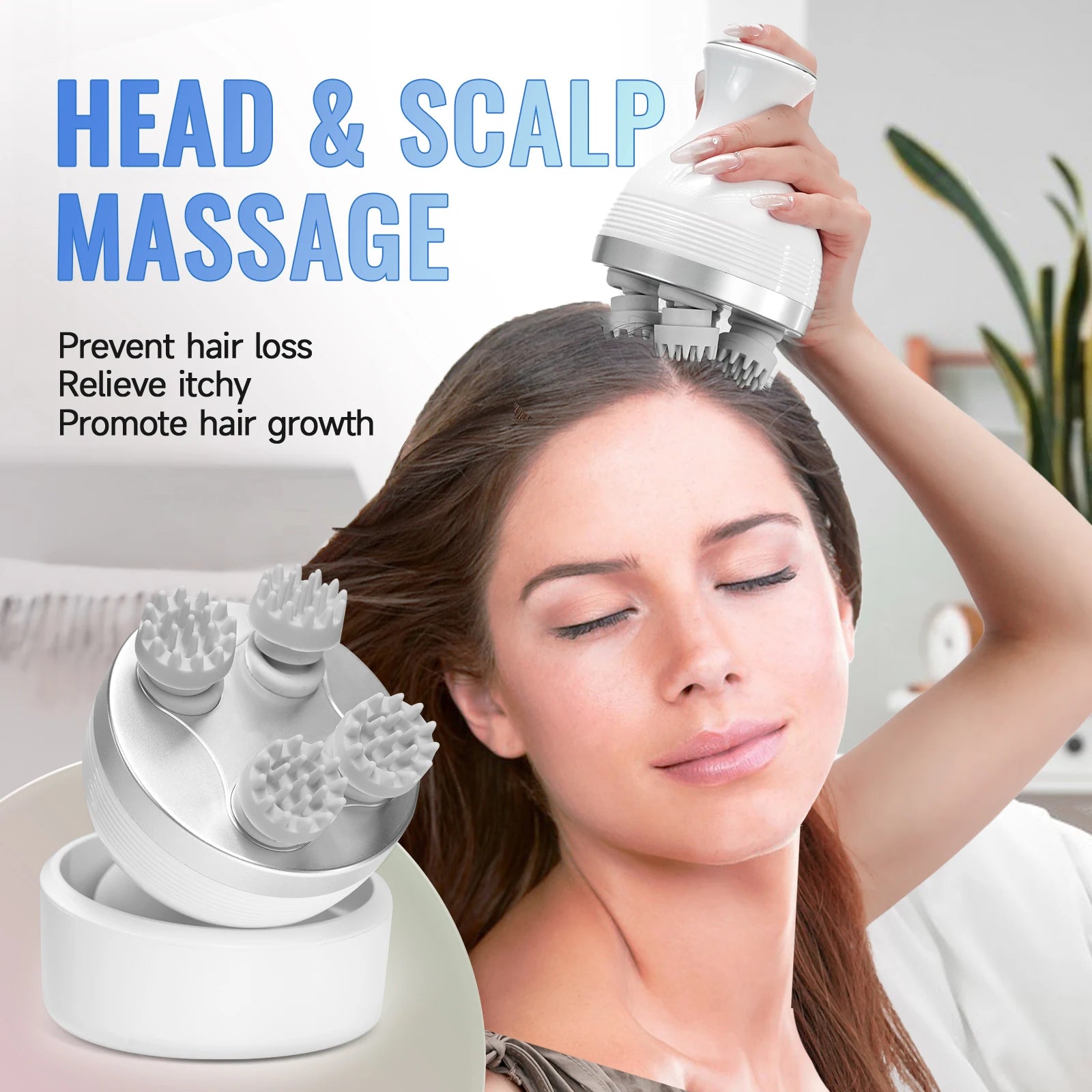 Electric Smart Head Massager Body Massage Neck Deep Tissue Kneading TYPE-C Wireless Waterproof Mini Scalp Massager  Stress Relax Beauty World Shop