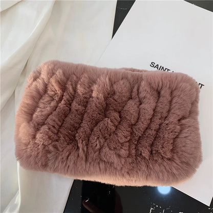 Women Handmade Stretch 100% Real Rabbit Fur Scarf Knit Genuine Rex Rabbit Fur Headbands Girls Natural Rabbit Fur Ring Scarves Beauty World Shop