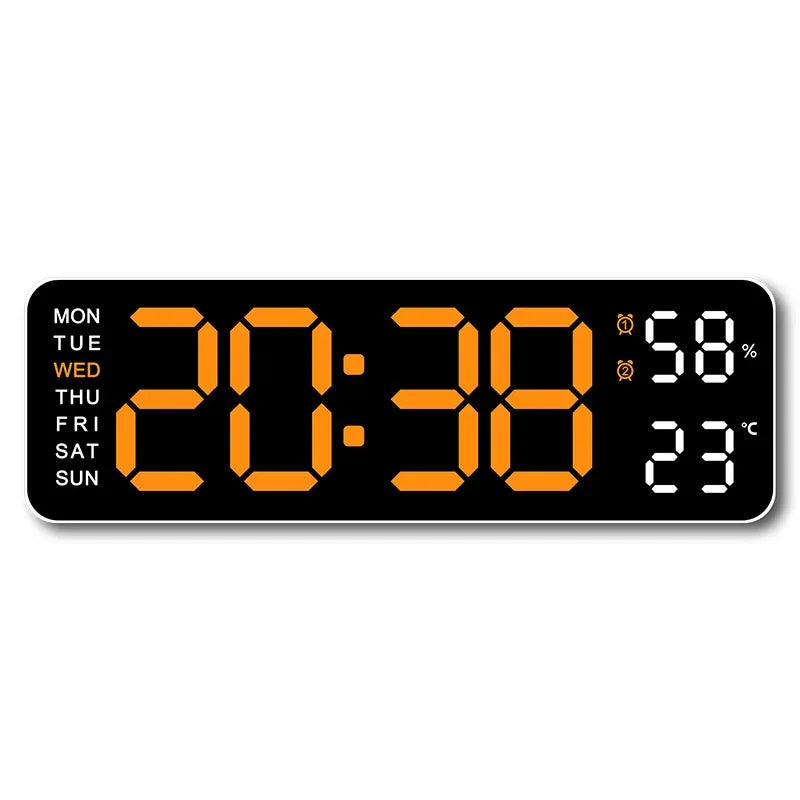 9 Inch Large Digital Wall Clock USB Powered TEMP Humidity Week Auto Dimmer DST Table Clock 12/24H Electronic LED Alarm Clock Beauty World Shop