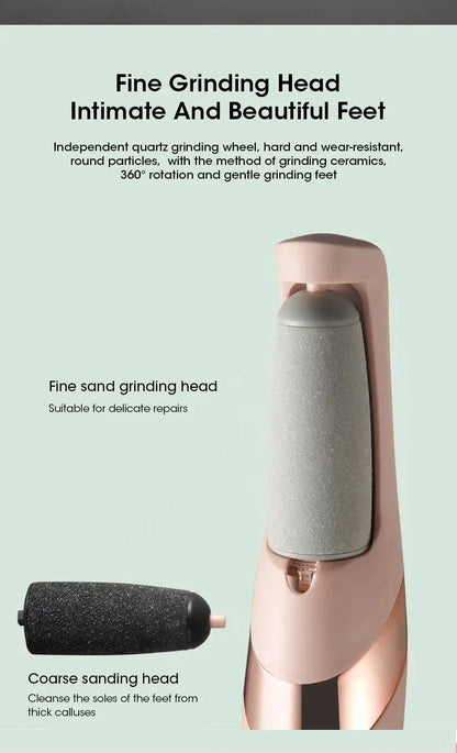 NEW USB Electric Dead Skin Pedicure Automatic Foot Grinder Rechargeable Roller Feet Pedicure Tool with 2 Removable Roller Heads Beauty World Shop