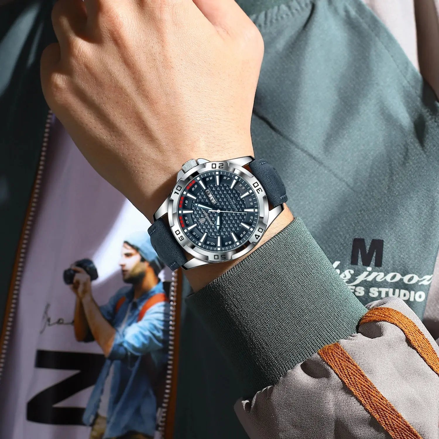 POEDAGAR Original Men Watch Luxury Waterproof Luminous Date Week Watch For Man Quartz Leather Fashion Men's Watches Reloj Hombre Beauty World Shop
