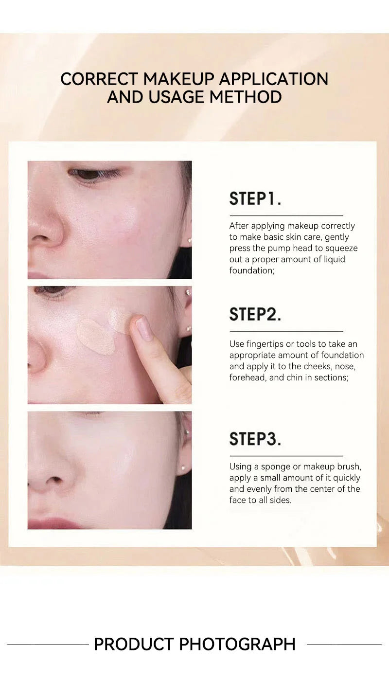 The liquid foundation is light, matte, naturally brightening, and does not come off makeup. The natural complexion is frosty, Beauty Trend Shop