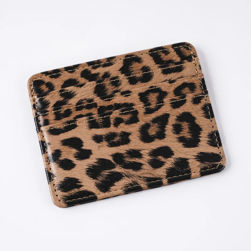 Classics Leopard Print PU Leather Card Wallet Fashoin Bus Id Business Coin Money Thin Card Holder for Men & Women Beauty World Shop