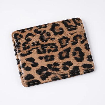Classics Leopard Print PU Leather Card Wallet Fashoin Bus Id Business Coin Money Thin Card Holder for Men & Women Beauty World Shop