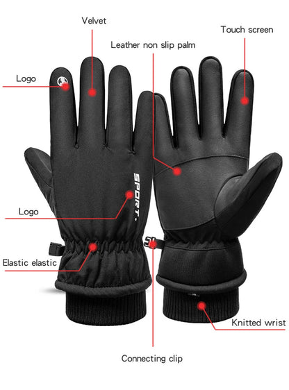 Thermal Winter Cycling Ski Gloves Outdoor Sports Running Motorcycle Touch Screen Fleece Gloves Non-slip Warm Full Fingers Gloves Beauty World Shop