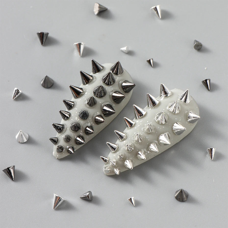 6Grids Metallic Rivet Punk Nail Charm Gold/Silver/Black Cone Spike Studs Nail Art Jewels Aolly Mini Rivet Studs Nail Supplies Beauty World Shop