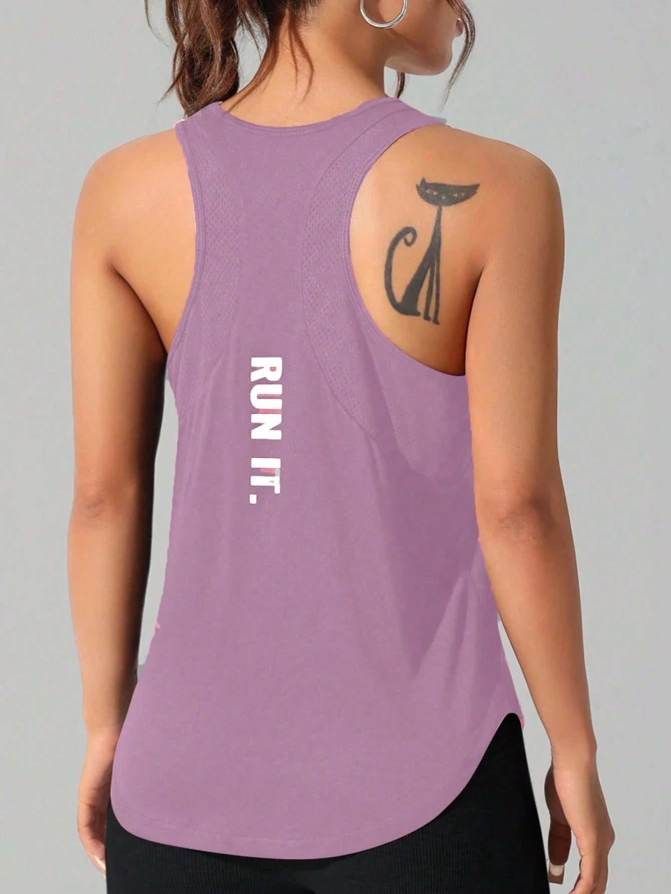 Women's running vest, special letter style, loose long top vest, a good choice for yoga running Beauty World Shop