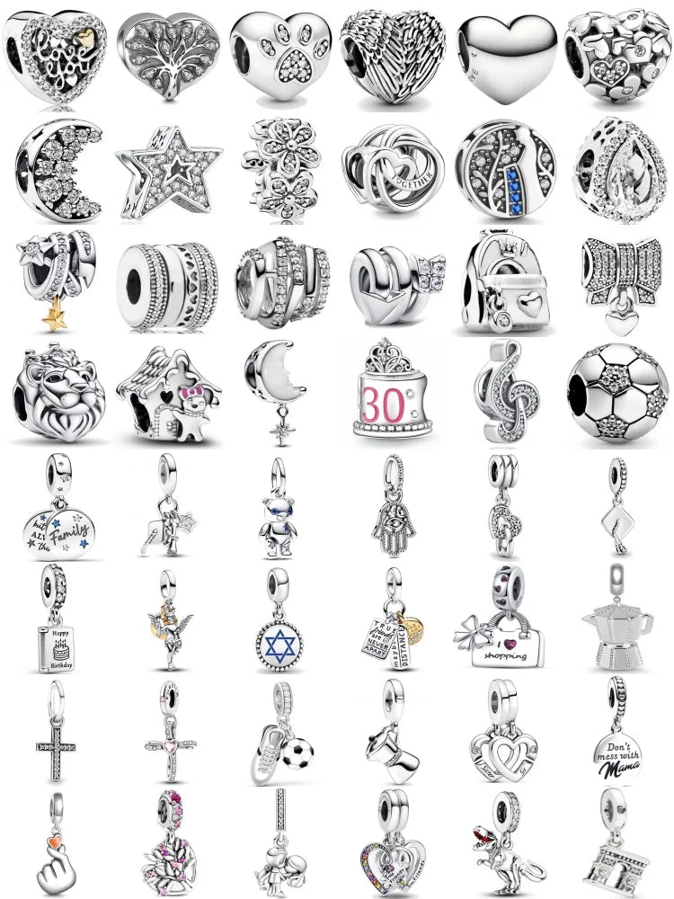 2025 New S925 Silver Spring Ball Bear Cross Pendant Suitable for Original Bracelets DIY Accessories Women's Charm Jewelry Gifts Beauty World Shop