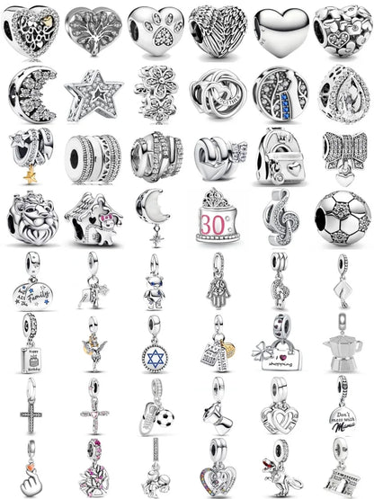 2025 New S925 Silver Spring Ball Bear Cross Pendant Suitable for Original Bracelets DIY Accessories Women's Charm Jewelry Gifts Beauty World Shop