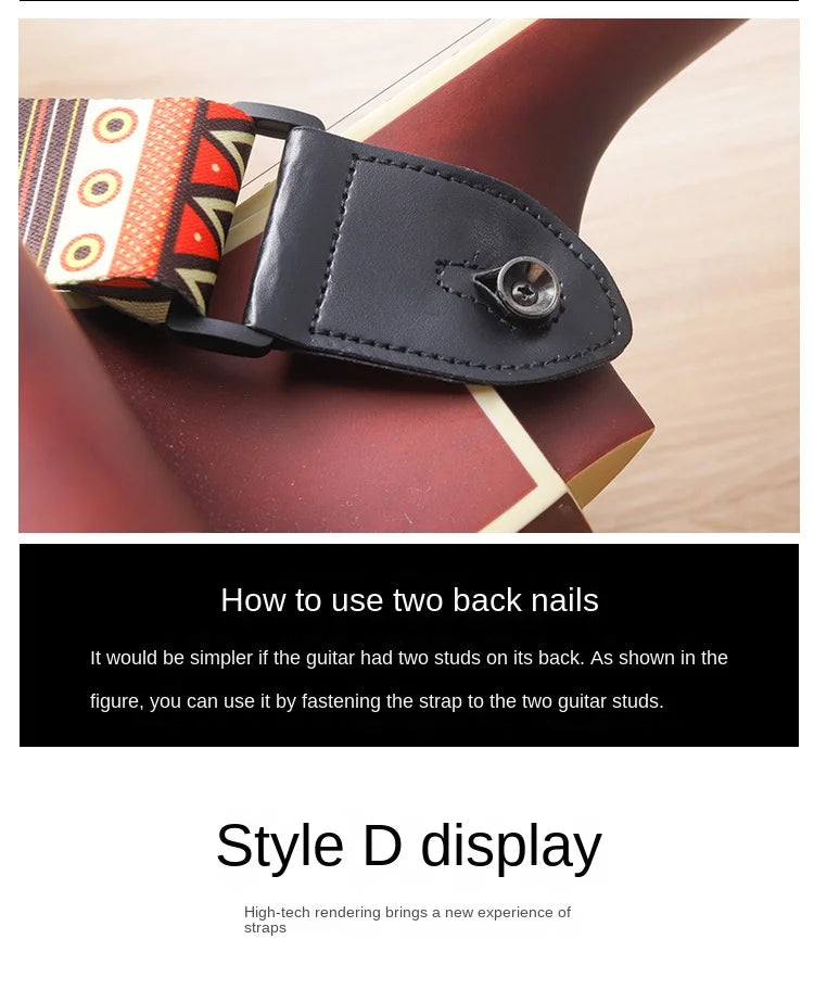 Fashion Retro Ethnic Style Guitar Strap Adjustable Leather Strap for Folk Guitar Electric Guitar Bass Ukulele Guitar Accessories Beauty World Shop
