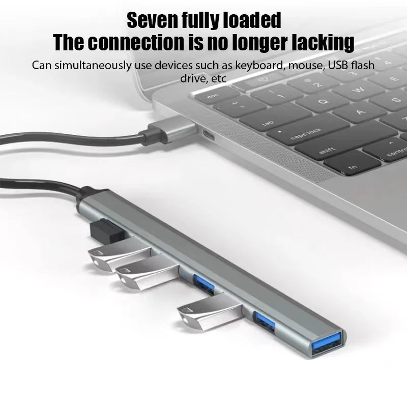7 Ports USB 3.0 Type C HUB Expander Splitter High Speed OTG Adapter Docking Station For LaptopPC Hard Drive Mouse Keyboard Beauty World Shop
