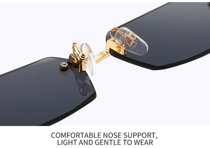 Rimless Sunglasses Rectangle Fashion Popular Women Men Shades Small Square Sun Glasses For Female Male Summer Traveling Oculos Beauty World Shop