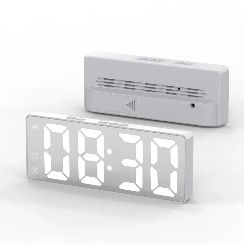 LED Electronic Mirror Alarm Clock Digital Clock Sound Control Temperature Clock Desktop Decoration Beauty World Shop