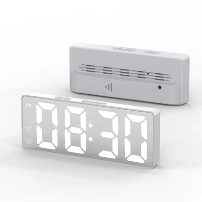 LED Electronic Mirror Alarm Clock Digital Clock Sound Control Temperature Clock Desktop Decoration Beauty World Shop