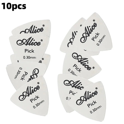 Alice 10Pcs Metal Guitar Pick 0.3mm Thin Durable Silver Color Professional Bass Ukelele Guitar Picks Guitar Amplifier Bass Guita Beauty World Shop