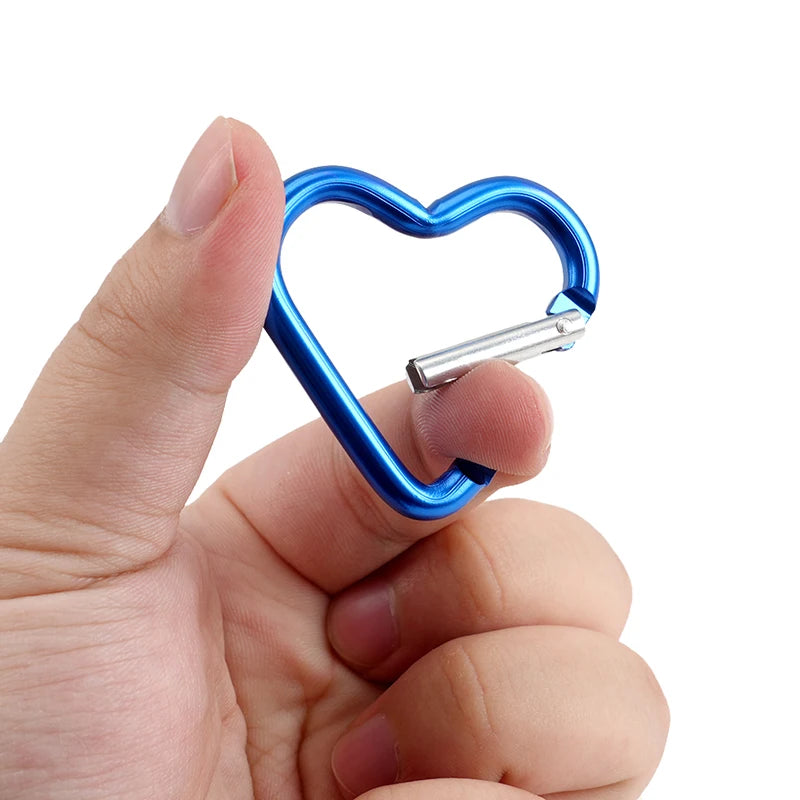 1 Pcs Heart-shaped Aluminum Carabiner Key Chain Clip Outdoor Keyring Hook Water Bottle Hanging Buckle Travel Kit Accessories Beauty World Shop