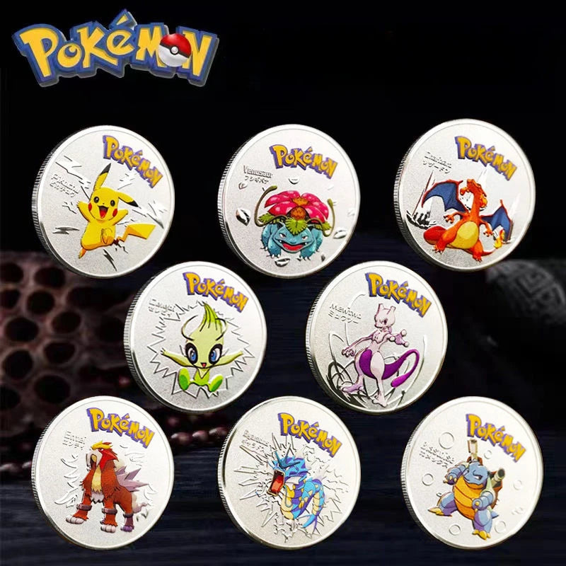 Pokemon commemorative Coin Metal Coins Anime Commemorative Coin Charizard Pikachu Golden Pokemon Cards Round Metal Coin Toy Gift Beauty World Shop