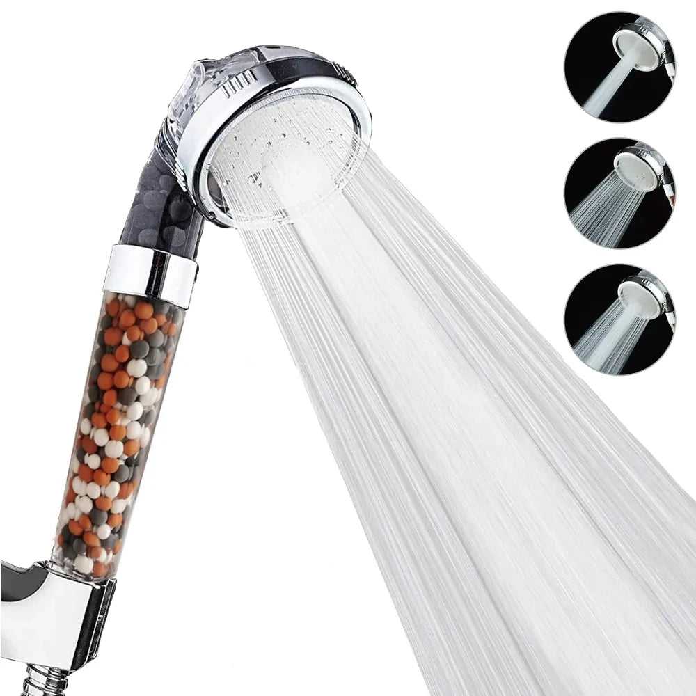 New 3 Functions High Pressure SPA Shower Head Water Saving Handheld Rainfall Bathroom Accessories Anion Filter Shower Beauty World Shop