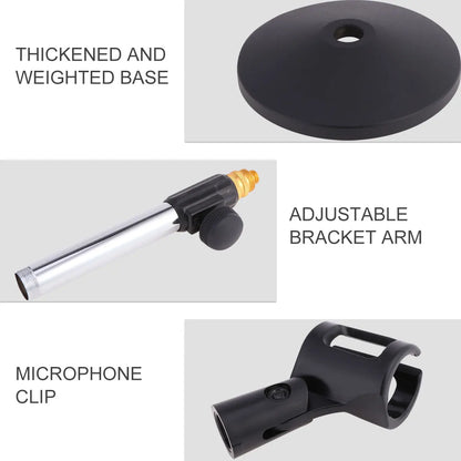 Portable Mic Stand Professional Pedestal Feet Adjustable Desk Holder Bracket Speech Live Fixing Frame Microphone Bracket Beauty World Shop