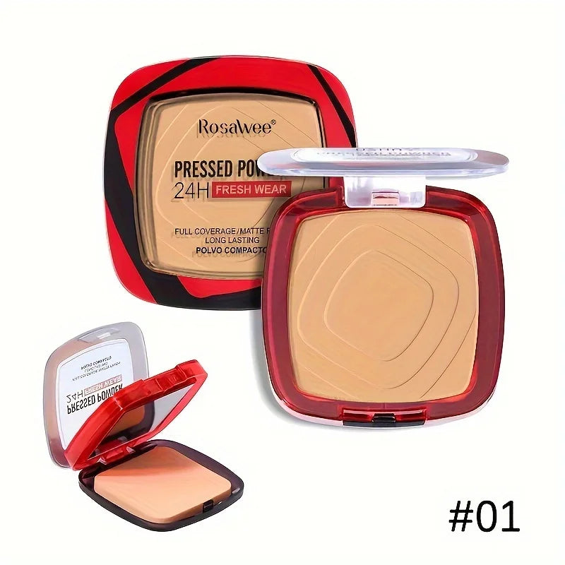Matte Full Coverage Pressed Powder Foundation With Puff Applicator, 24H Fresh Wear Matte Weightless Finishing Powder Makeup Beauty World Shop