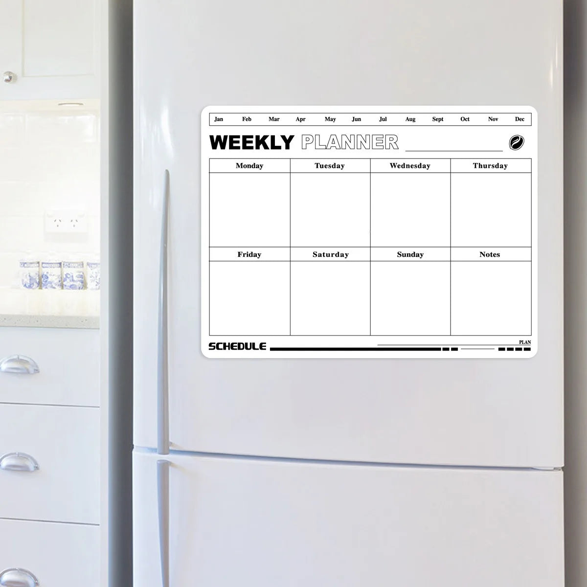 Magnetic Refrigerator Calendar Sticker - Reusable Weekly/Monthly Planner, Customizable Note Board for Home Office Beauty World Shop