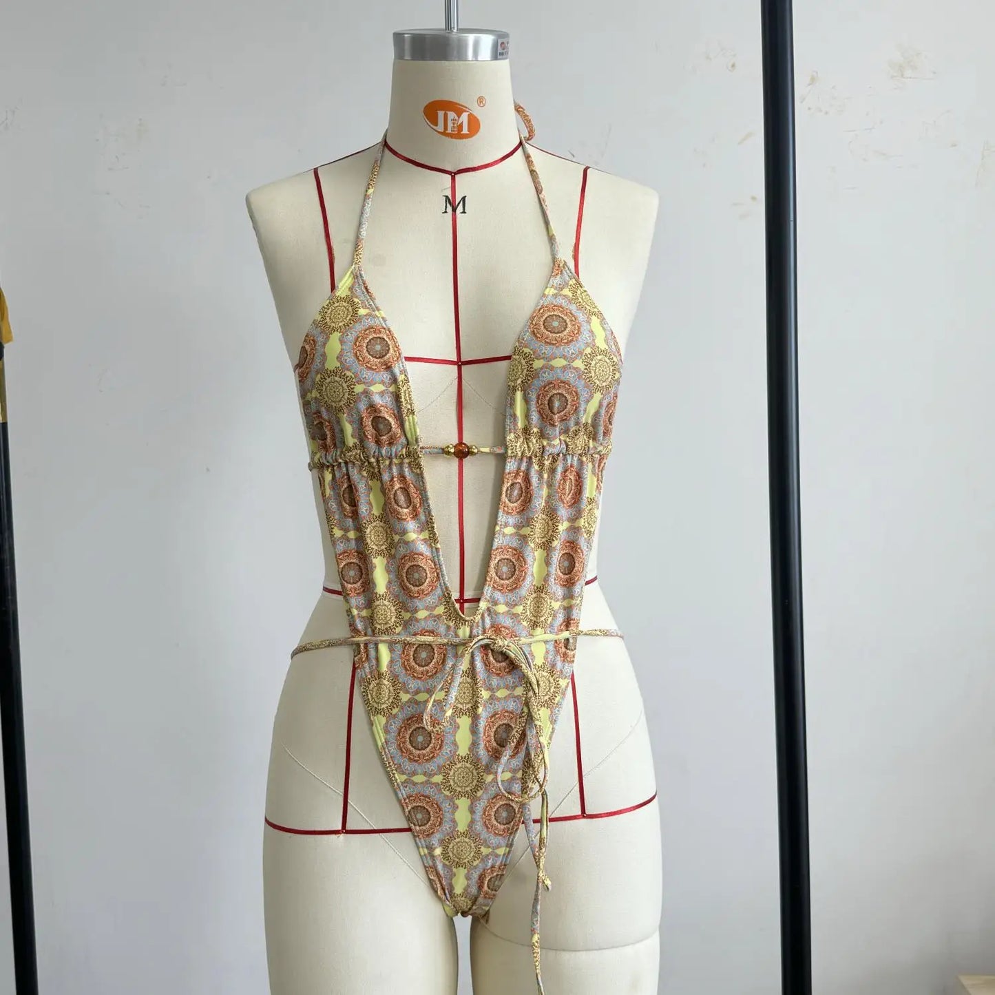 2026 New High Quality Elegant One Piece Swimsuit And Skirt Print Deep-V Lace-up Women Bikini Set Swimwear Party Bathing Suit Beauty World Shop