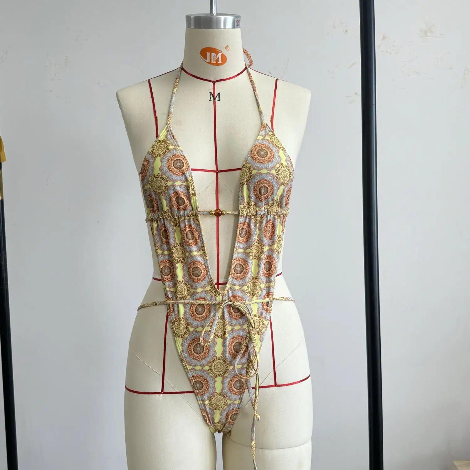 2026 New High Quality Elegant One Piece Swimsuit And Skirt Print Deep-V Lace-up Women Bikini Set Swimwear Party Bathing Suit Beauty World Shop