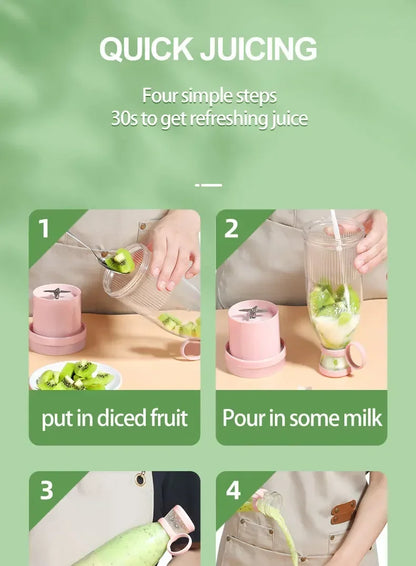 Electric Juicer Cup 6 Blades Blender Milkshake Machine USB Portable Fruit Milk Mixing Tool Mini Fresh Juice Blender Beauty World Shop