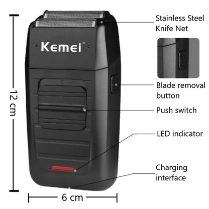 Kemei Rechargeable Cordless Shaver for Men Twin Blade Reciprocating Beard Razor Face Care Multifunction Strong Trimmer  KM-1102 Beauty World Shop